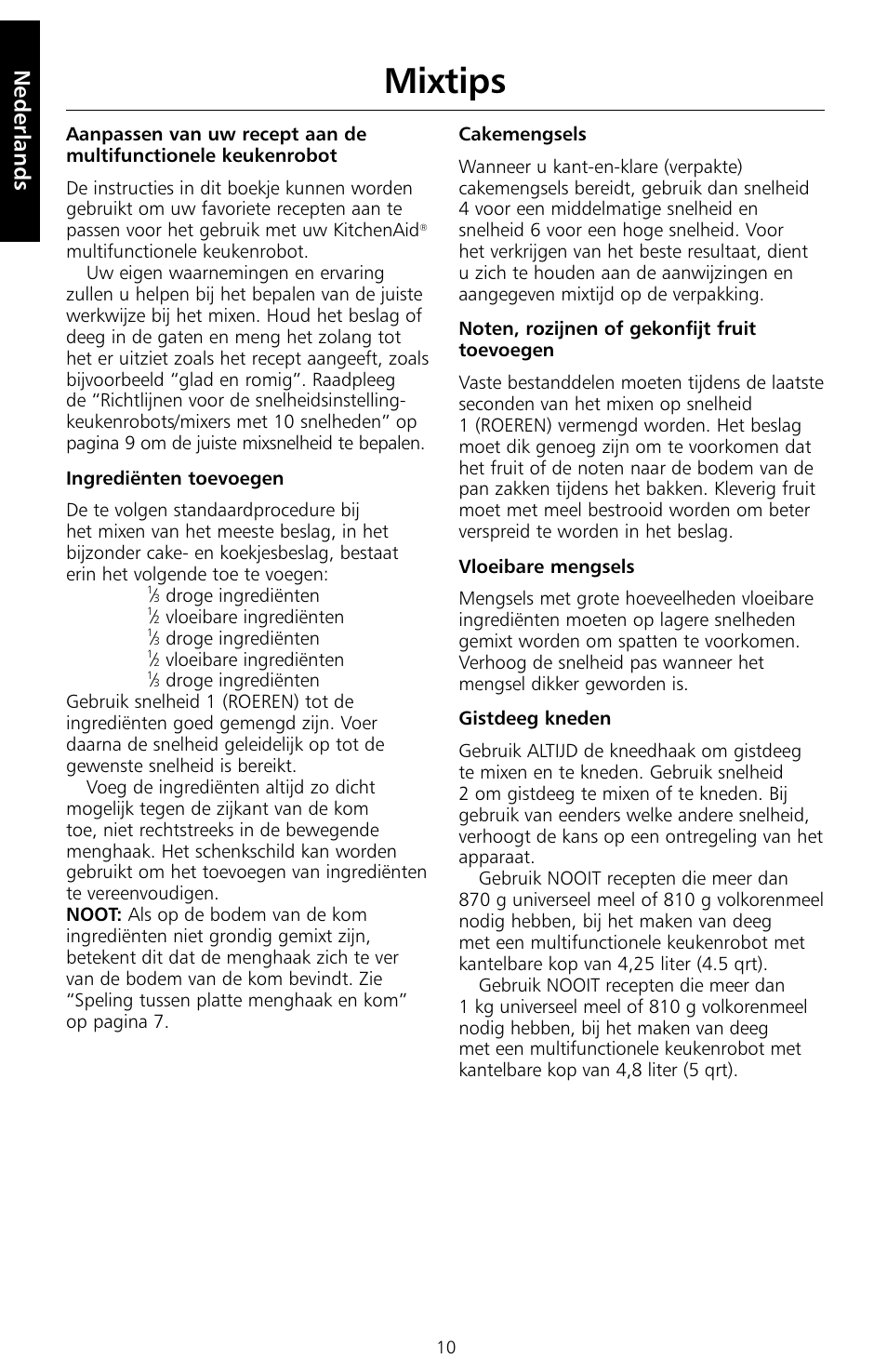 Mixtips, Nederlands | KITCHENAID 5KSM150PS User Manual | Page 13 / 236