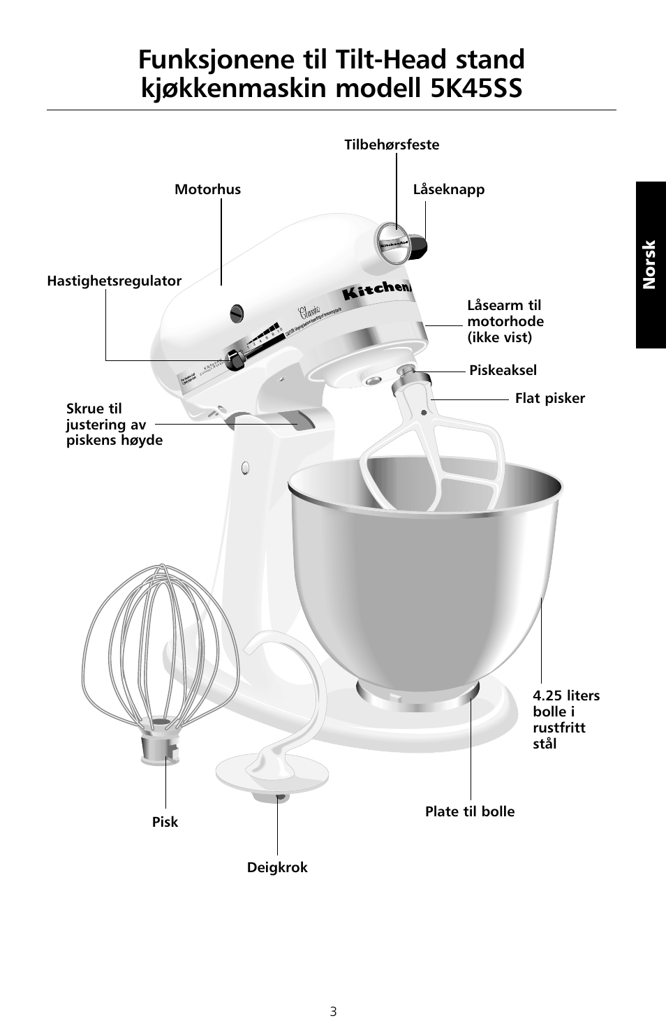 Norsk | KITCHENAID 5KSM150PS User Manual | Page 132 / 236