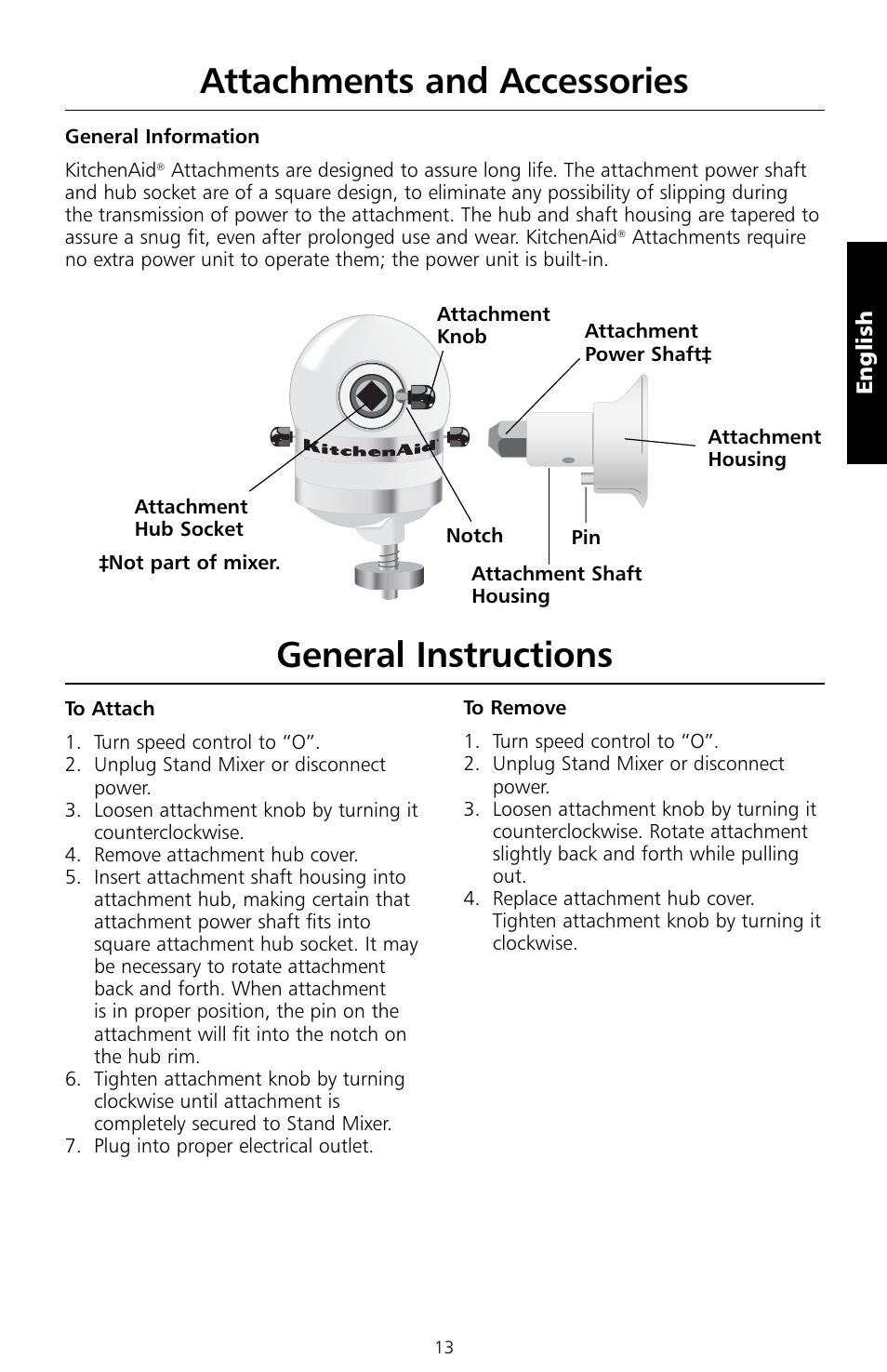 Attachments and accessories, General instructions | KITCHENAID 5KSM150PS User Manual | Page 34 / 236