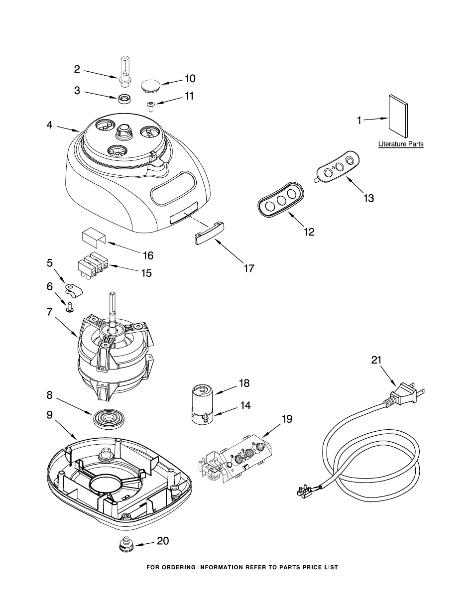 Motor and housing, Motor and housing parts | KITCHENAID 4KFPW760WH0 User Manual | Page 2 / 5