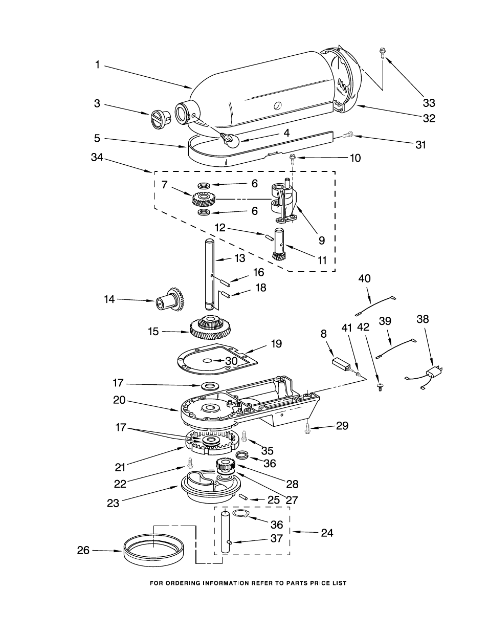 Case, gearing and planetary unit | KITCHENAID 5KPM50BWH4 User Manual | Page 4 / 8