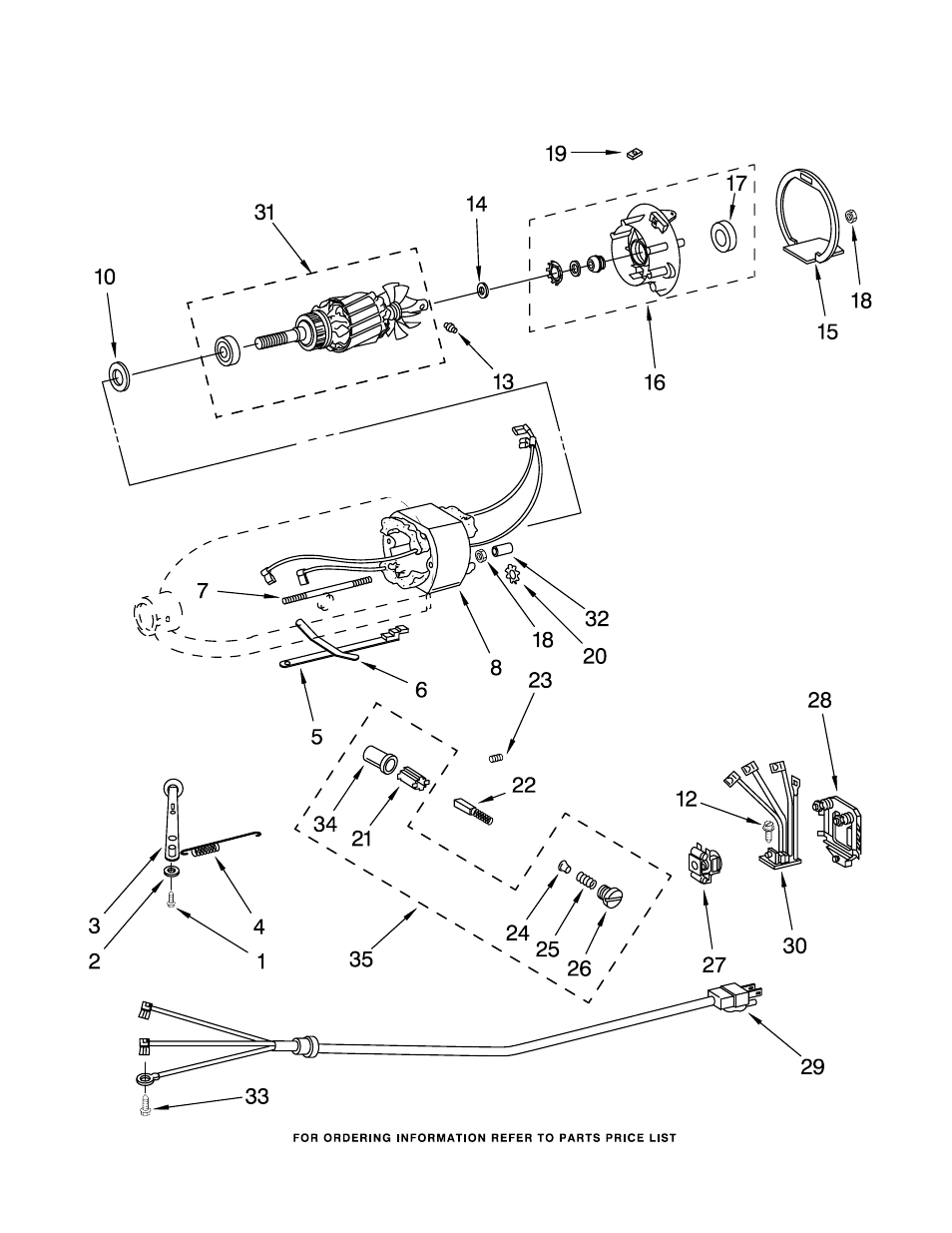 Motor and control, Motor and control parts | KITCHENAID 5KPM50BWH4 User Manual | Page 6 / 8