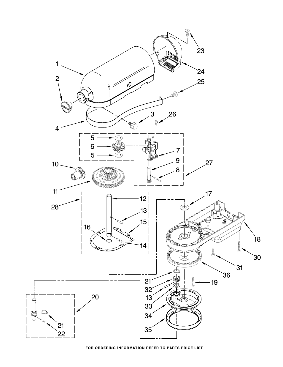 Case, gearing and planetary unit | KITCHENAID KSM500SM0 User Manual | Page 4 / 10