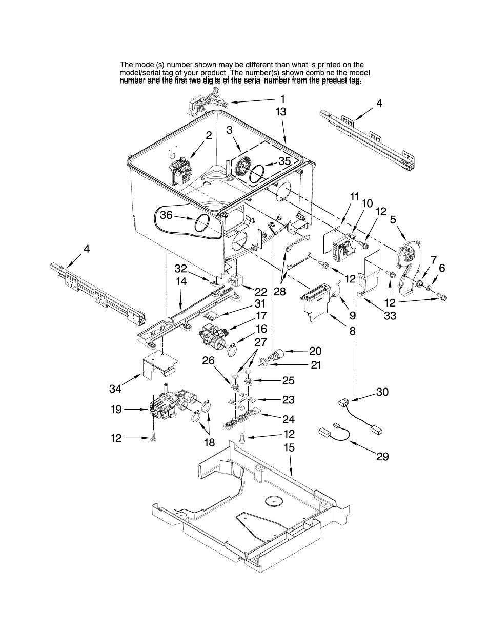 Tub parts | KITCHENAID KUDD03DTSS0 User Manual | Page 2 / 8