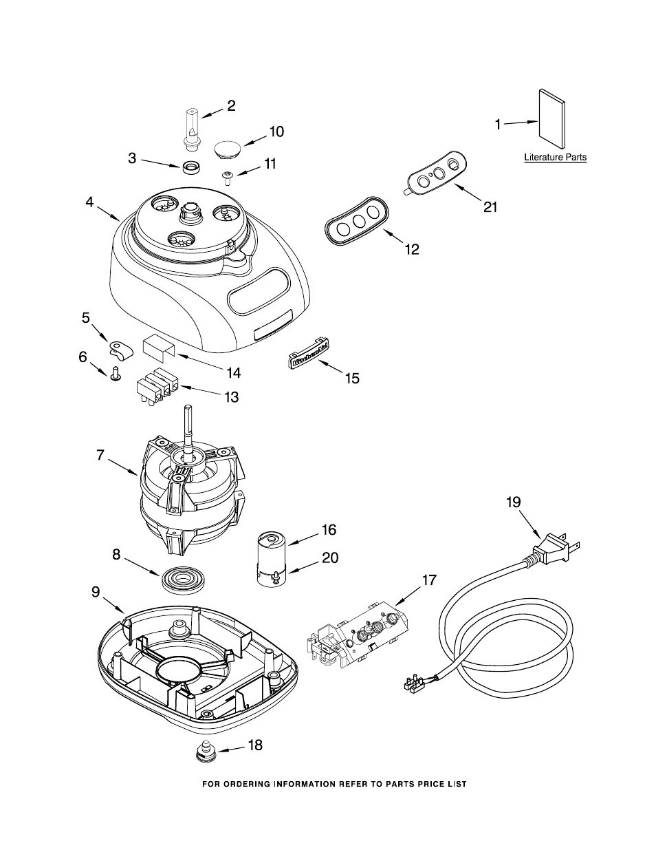 Motor and housing, Motor and housing parts | KITCHENAID KFP740CR0 User Manual | Page 2 / 5