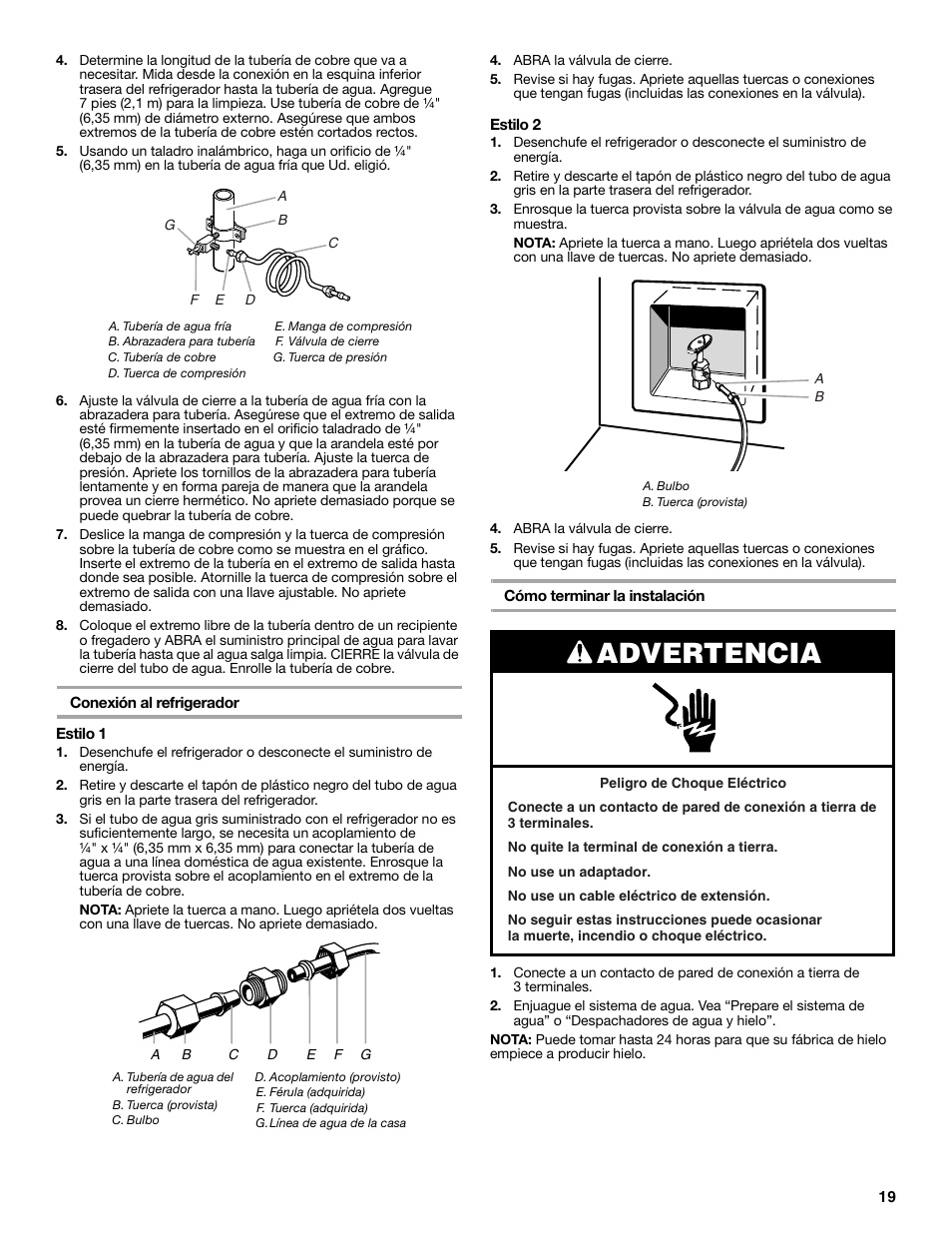 Advertencia | KITCHENAID W10162467A User Manual | Page 19 / 47