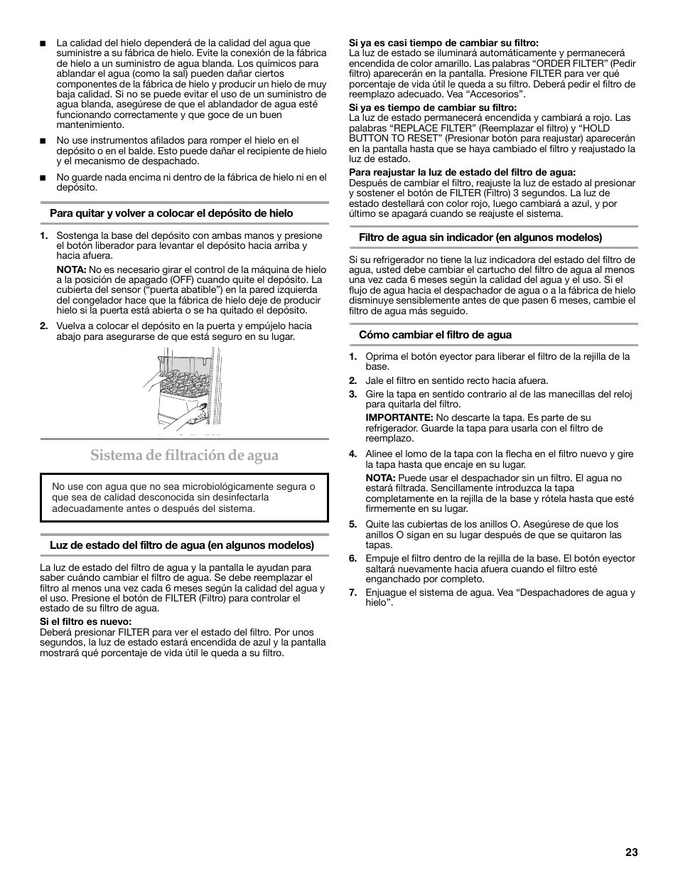 Sistema de filtración de agua | KITCHENAID W10162467A User Manual | Page 23 / 47