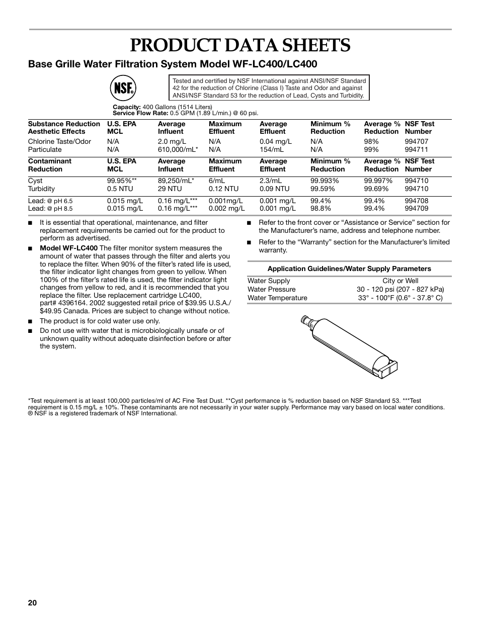 Product data sheets | KITCHENAID SIDE BY SIDEBUILT-IN REFRIGERATOR User Manual | Page 20 / 64