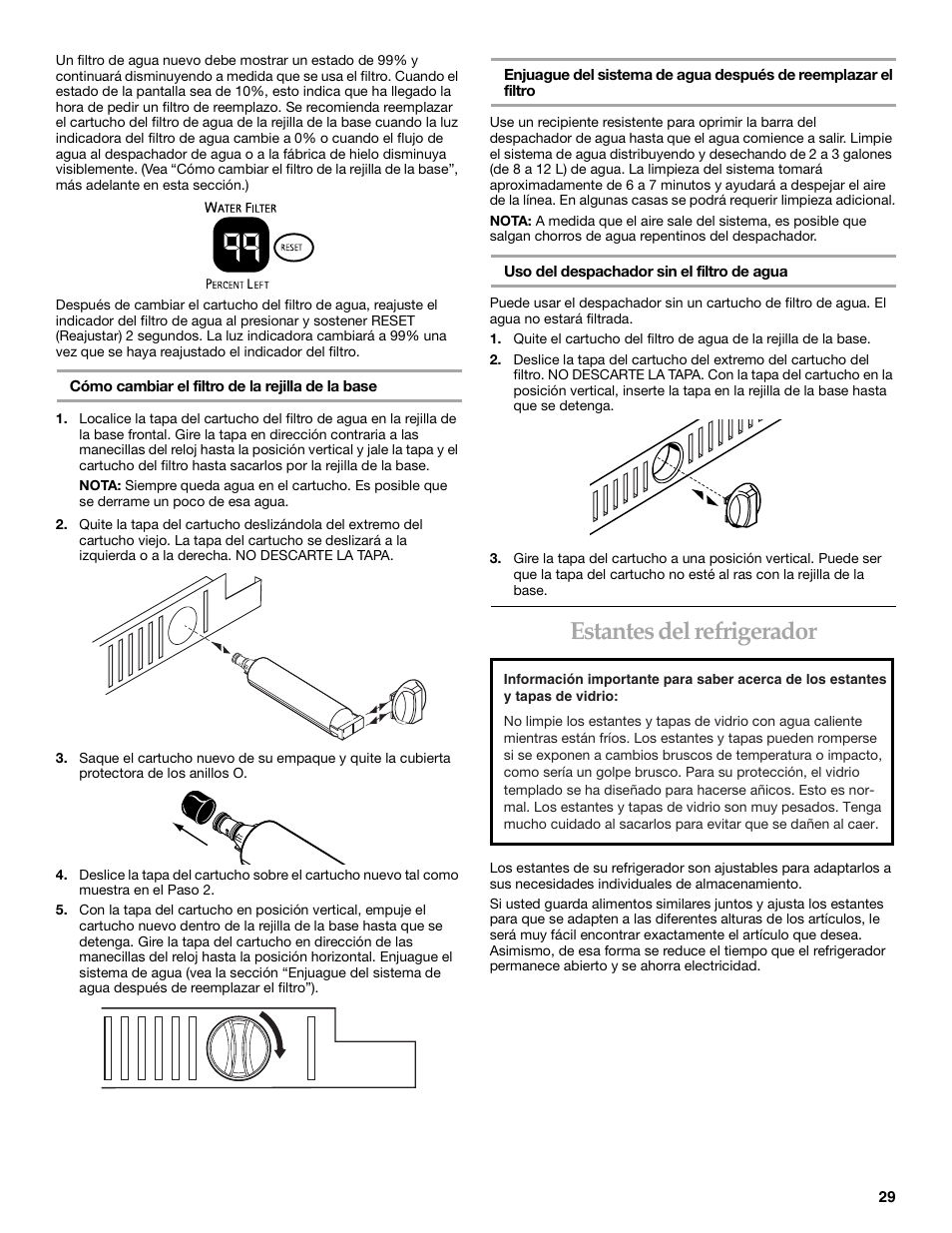 Estantes del refrigerador | KITCHENAID SIDE BY SIDEBUILT-IN REFRIGERATOR User Manual | Page 29 / 64