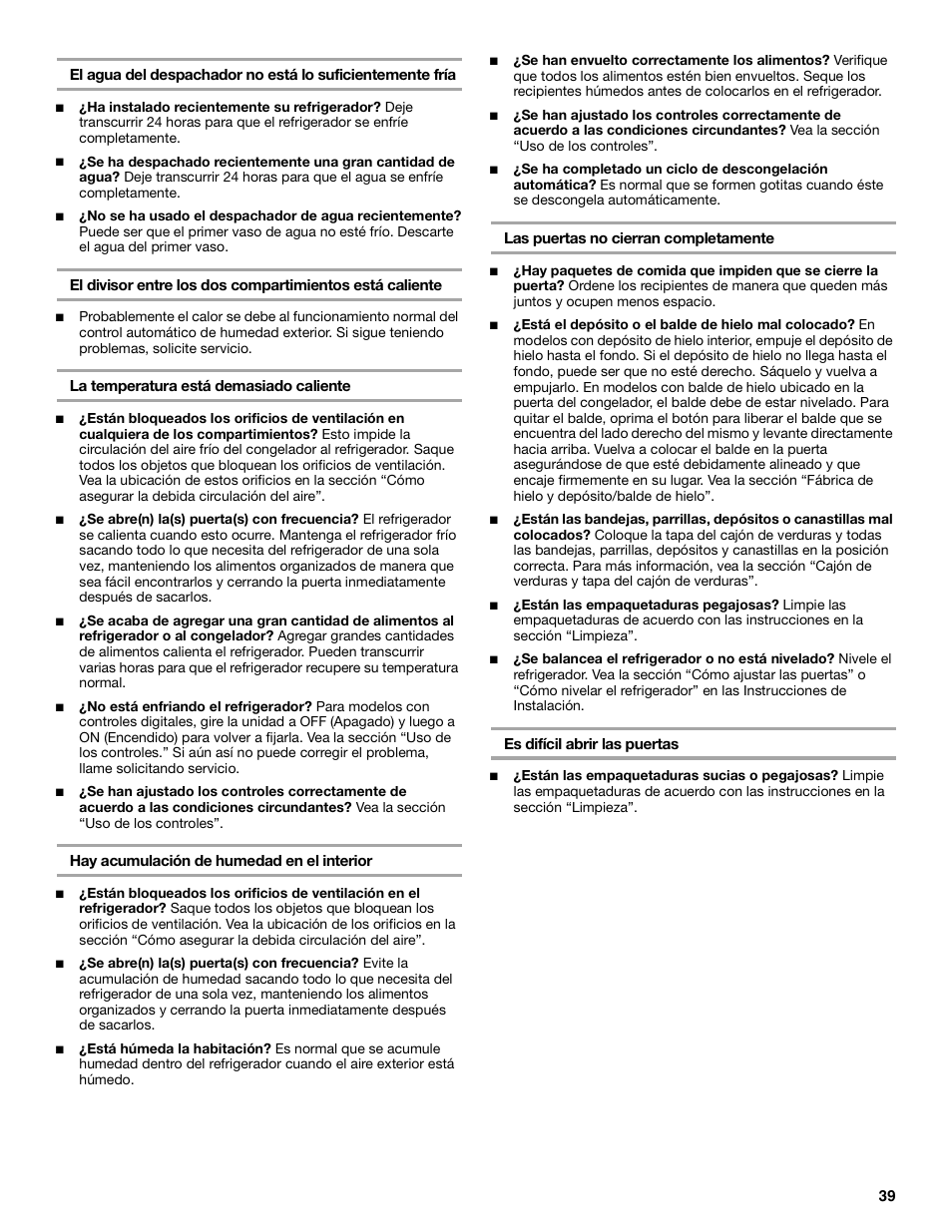 KITCHENAID SIDE BY SIDEBUILT-IN REFRIGERATOR User Manual | Page 39 / 64