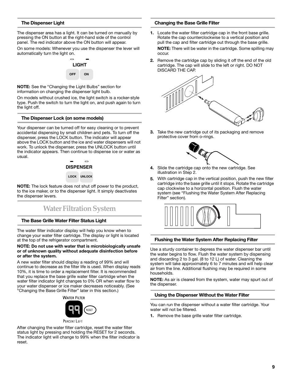 Water filtration system | KITCHENAID SIDE BY SIDEBUILT-IN REFRIGERATOR User Manual | Page 9 / 64