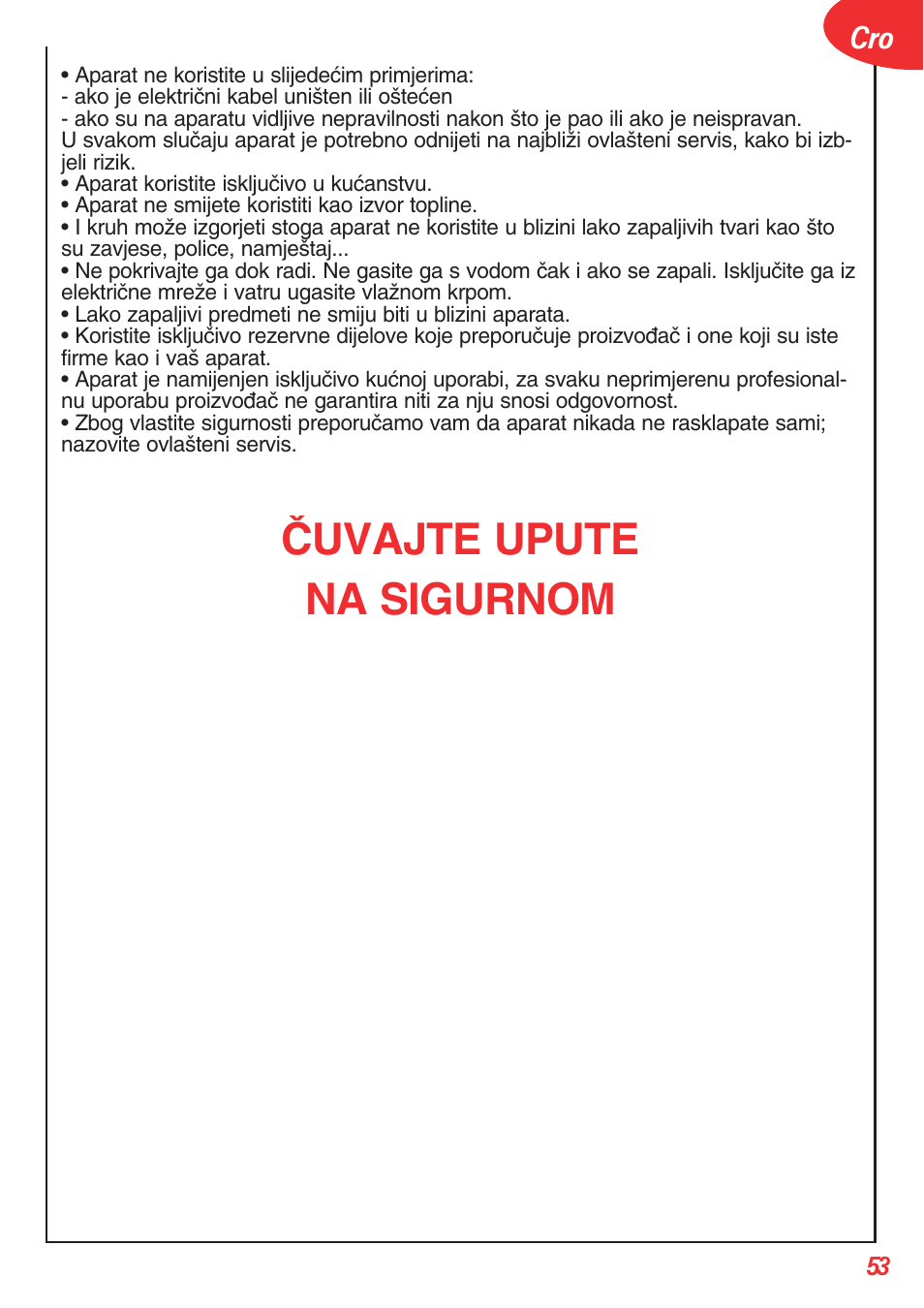 Âuvajte upute na sigurnom | Tefal OT 208030 User Manual | Page 54 / 64
