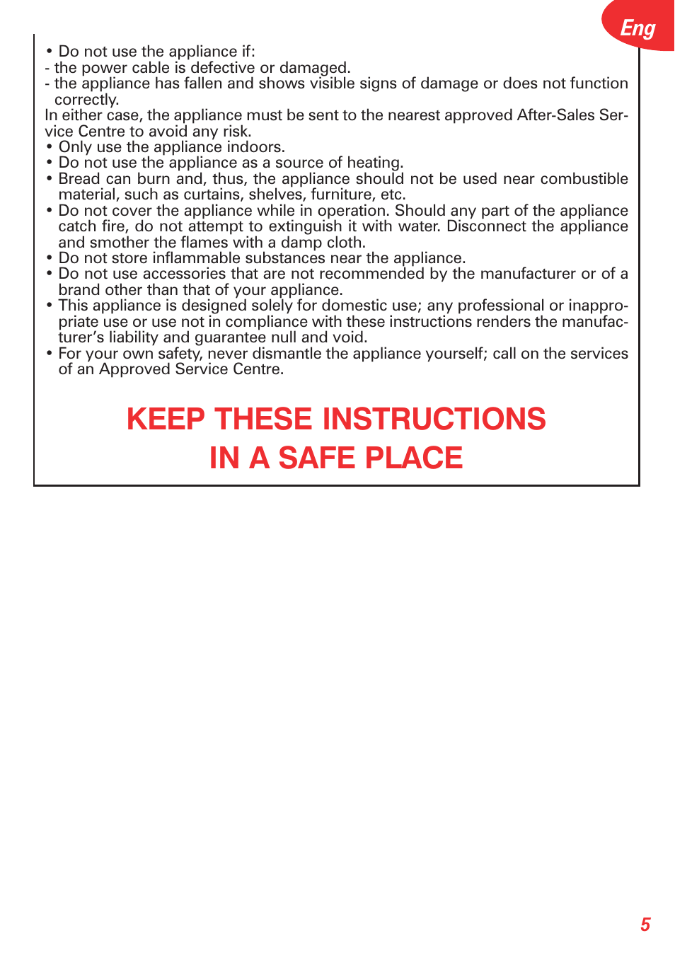 Keep these instructions in a safe place | Tefal OT 208030 User Manual | Page 6 / 64