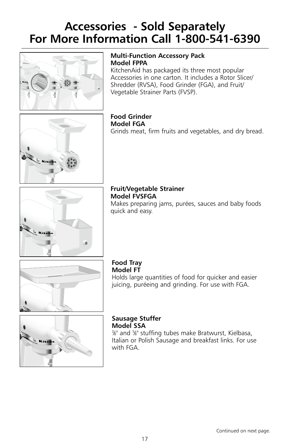 Continued on next page | KITCHENAID KSMc50 User Manual | Page 19 / 70