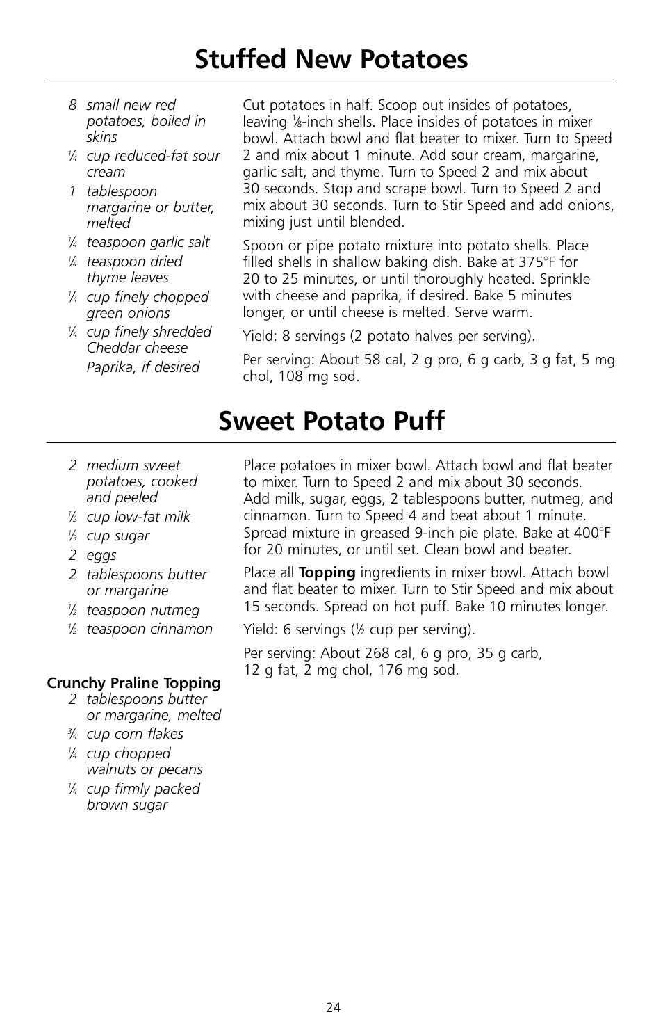 Sweet potato puff stuffed new potatoes | KITCHENAID KSMc50 User Manual | Page 26 / 70