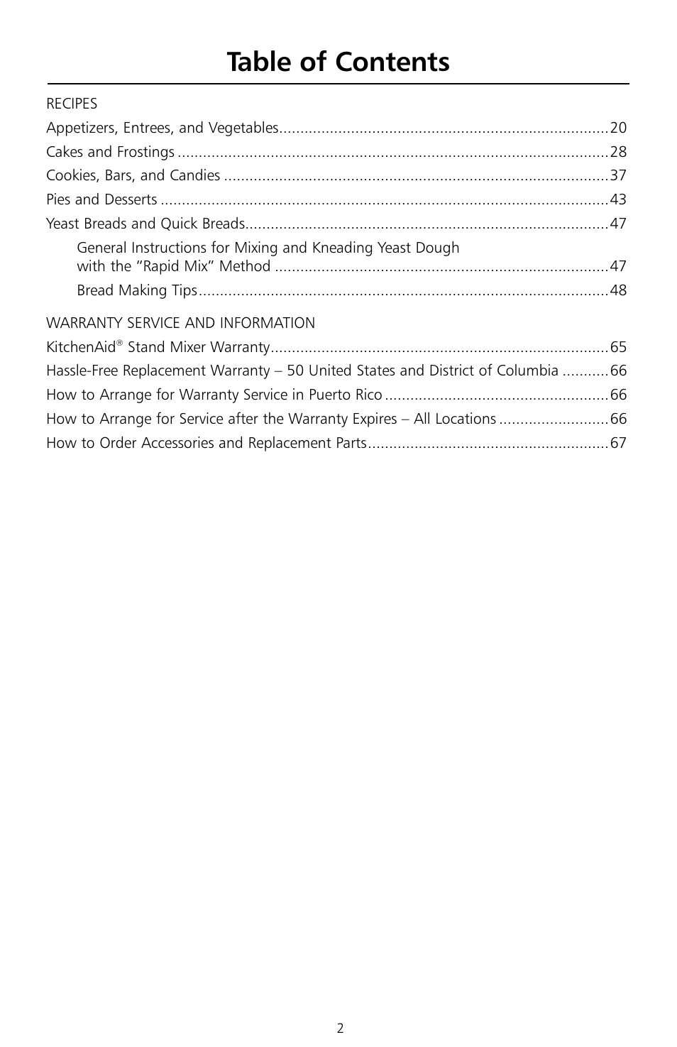 KITCHENAID KSMc50 User Manual | Page 4 / 70