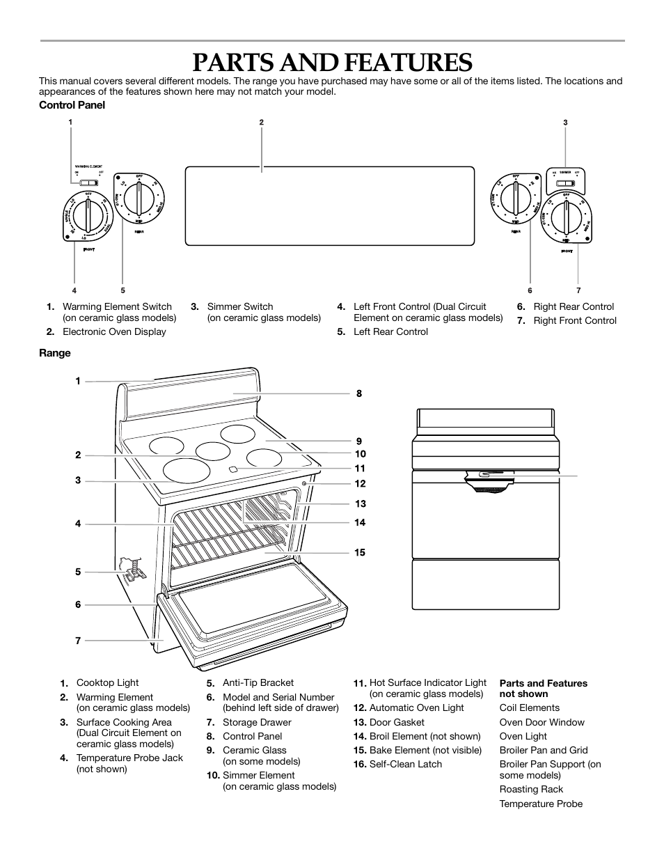 Parts and features | KITCHENAID KERC507 User Manual | Page 6 / 28