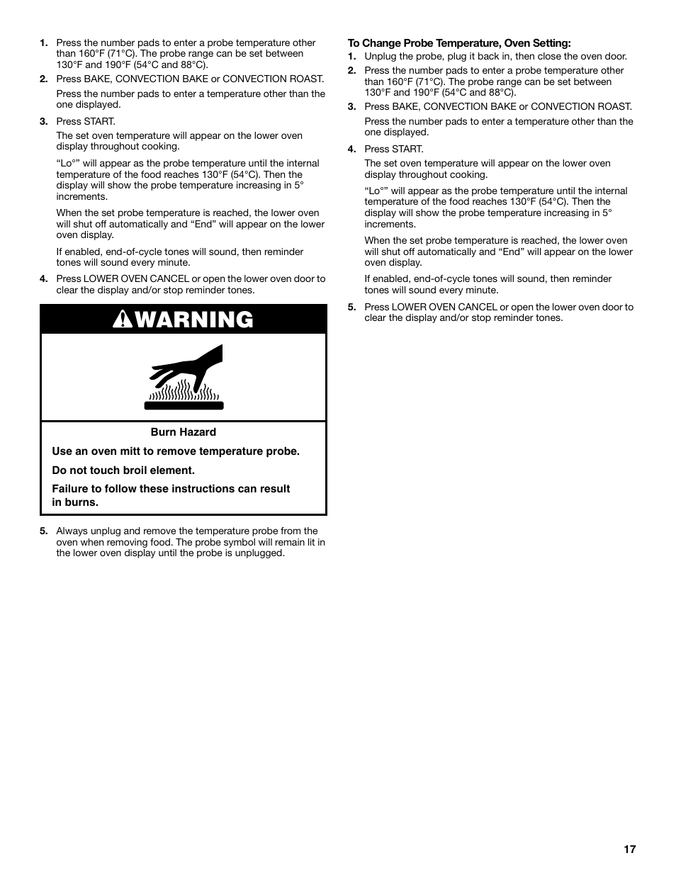 Warning | KITCHENAID KEMC307 User Manual | Page 17 / 24