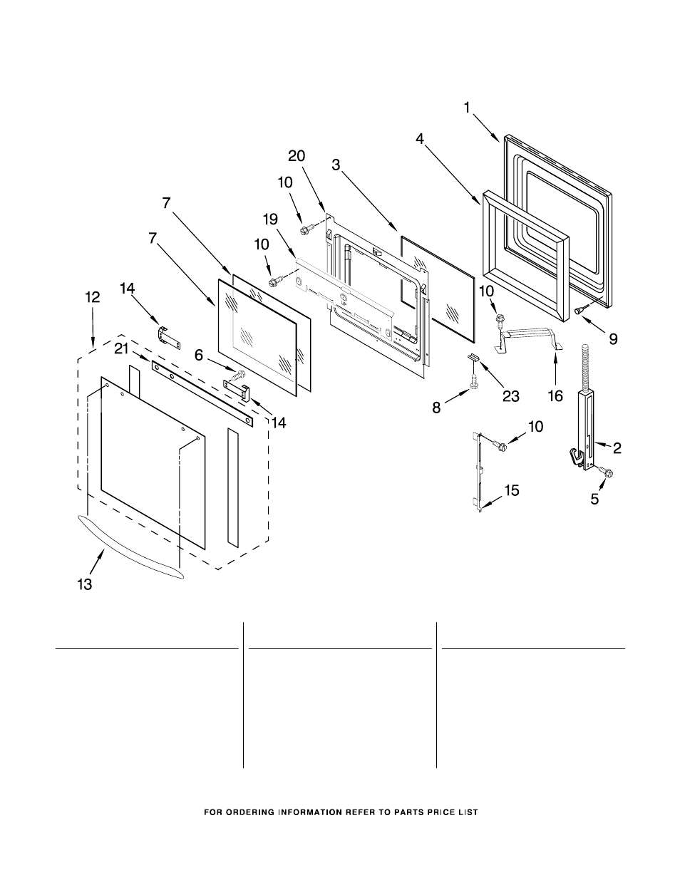Oven door, Oven door parts | KITCHENAID KEBC167VSS00 User Manual | Page 5 / 7