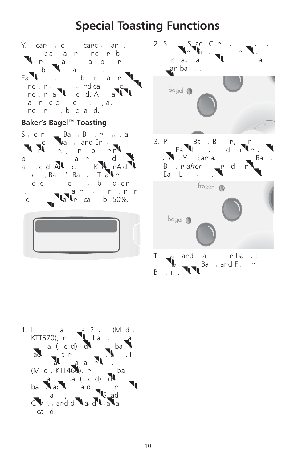 Special toasting functions | KITCHENAID KTT570 User Manual | Page 12 / 20