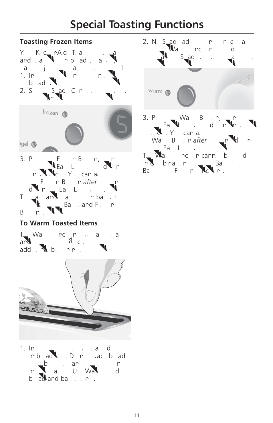 Special toasting functions | KITCHENAID KTT570 User Manual | Page 13 / 20