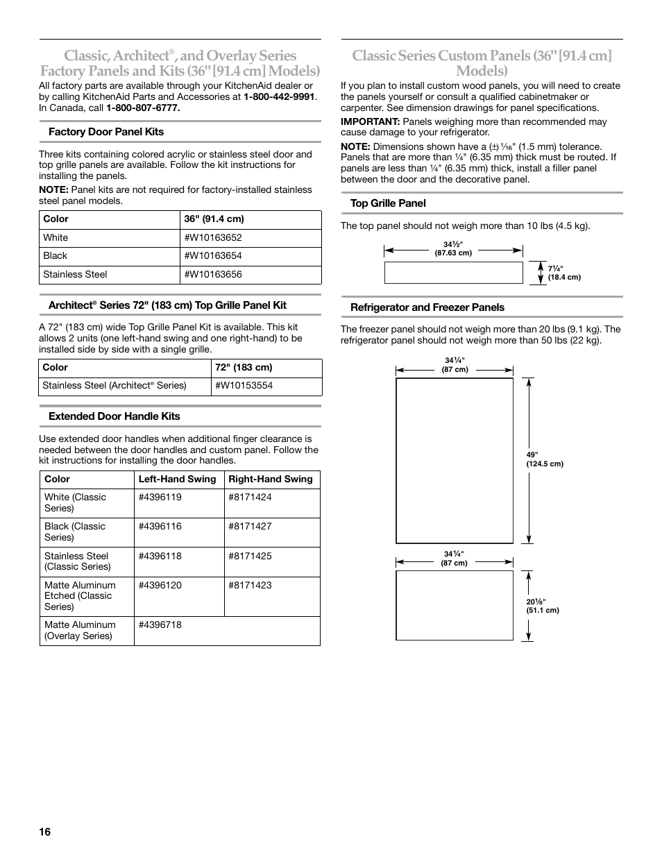 Classic, architect | KITCHENAID 2320680B User Manual | Page 16 / 80