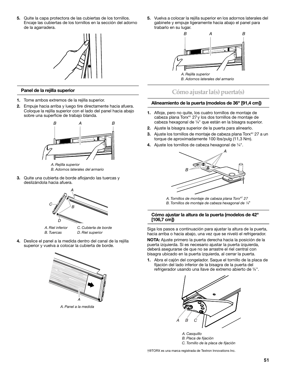 Cómo ajustar la(s) puerta(s) | KITCHENAID 2320680B User Manual | Page 51 / 80