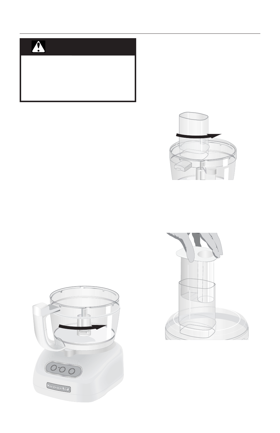 Warning, Preparing the food processor for use | KITCHENAID 12 CUP KFP750 User Manual | Page 10 / 60