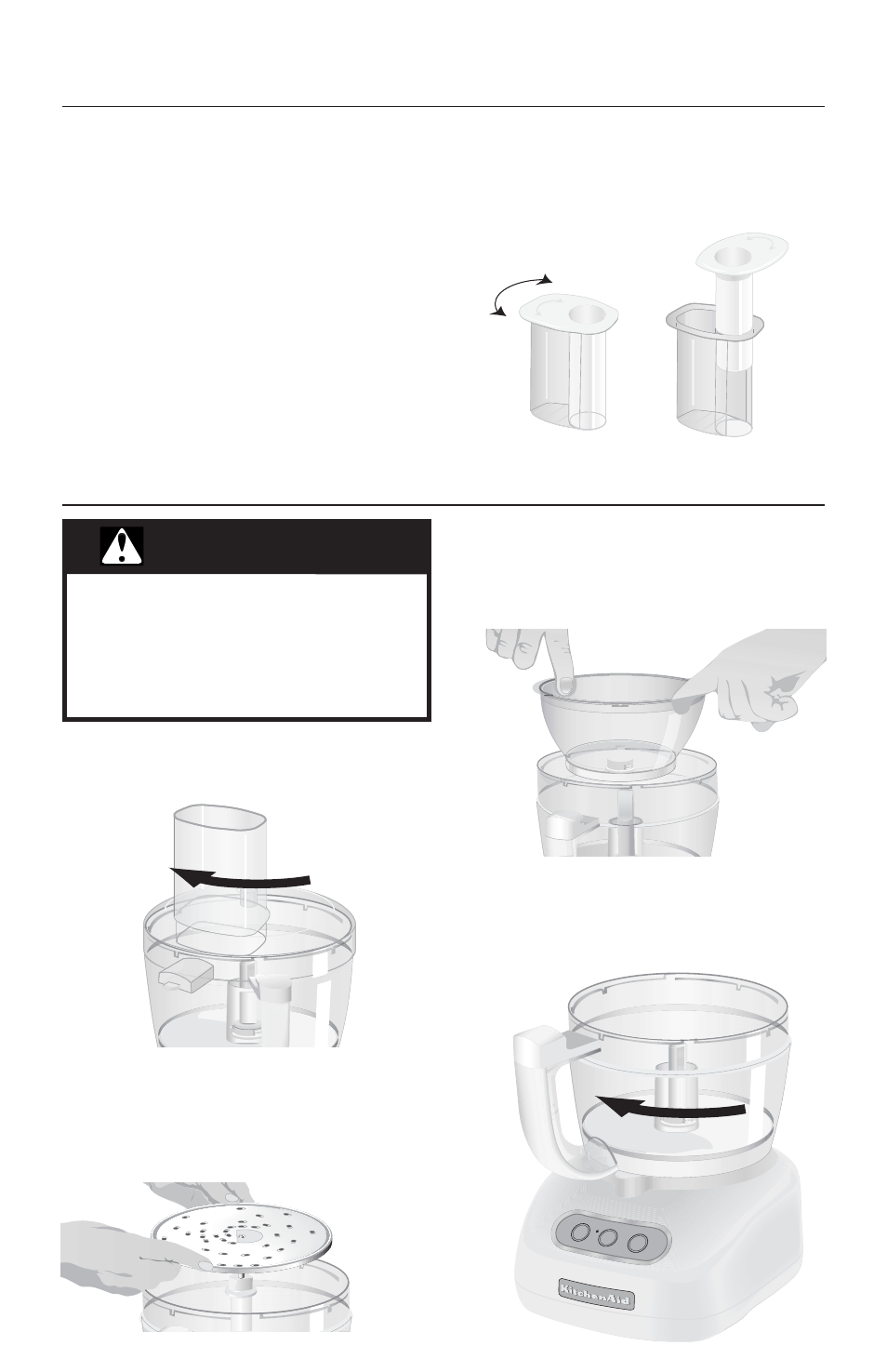 Warning, Using the food processor, Disassembling the food processor | KITCHENAID 12 CUP KFP750 User Manual | Page 13 / 60