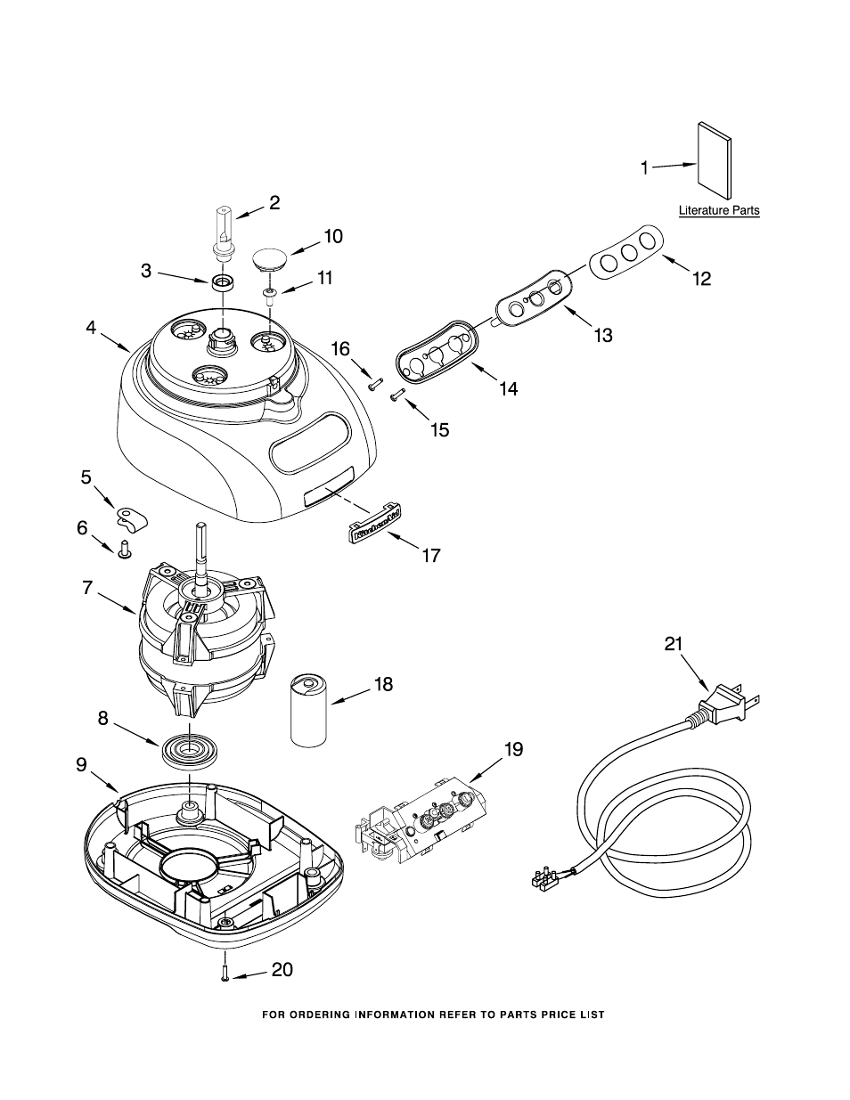 Motor and housing, Motor and housing parts | KITCHENAID 4KFP720OB2 User Manual | Page 2 / 4