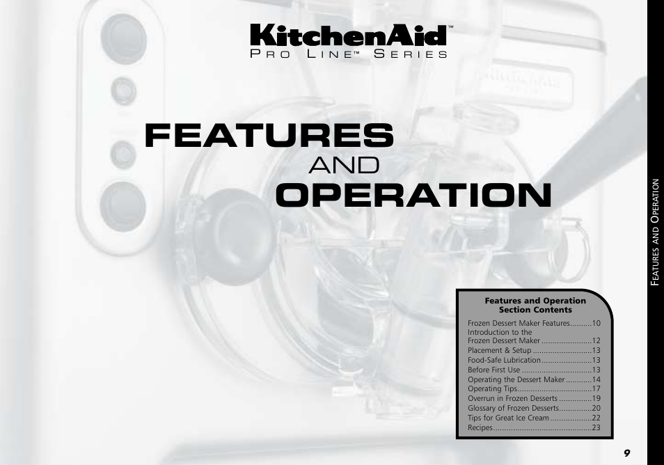 Features, Operation | KITCHENAID KPFD200 User Manual | Page 11 / 60