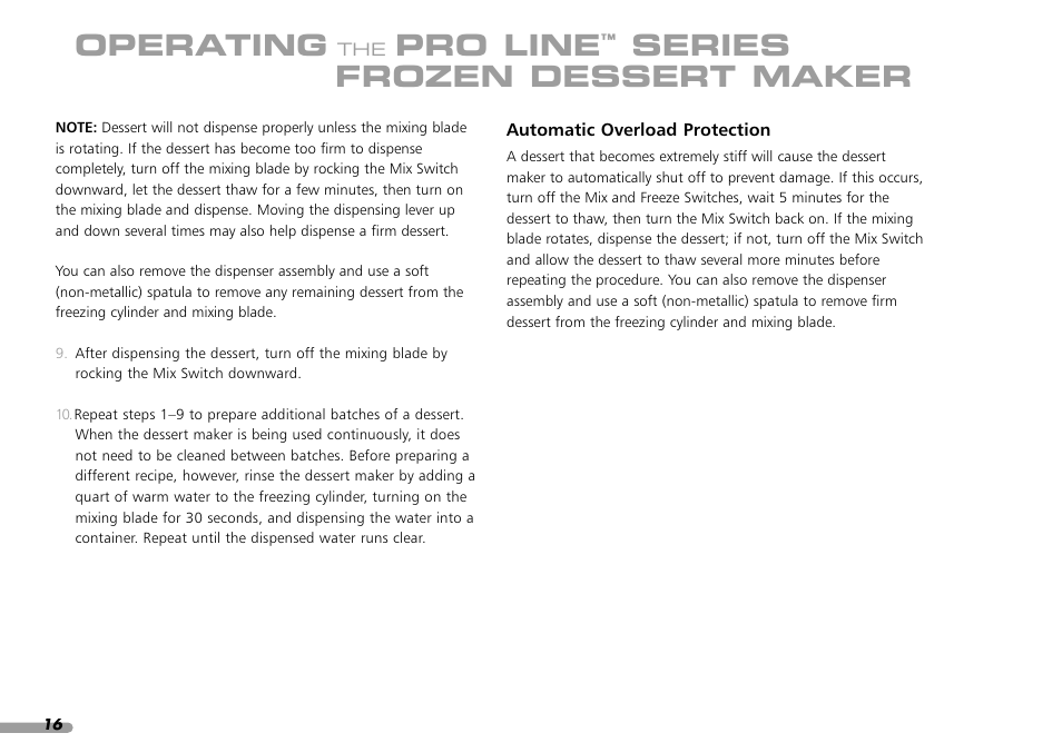 Operating, Pro line, Series frozen dessert maker | KITCHENAID KPFD200 User Manual | Page 18 / 60