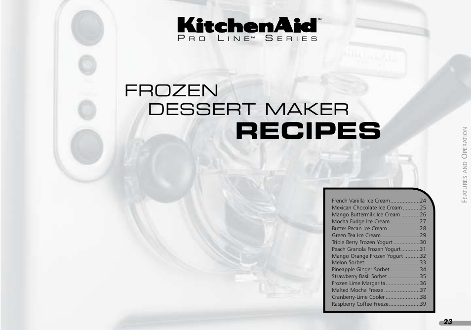 Recipes, Frozen dessert maker | KITCHENAID KPFD200 User Manual | Page 25 / 60