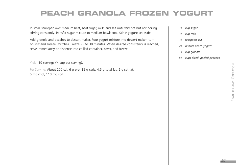 Peach granola frozen yogurt | KITCHENAID KPFD200 User Manual | Page 33 / 60