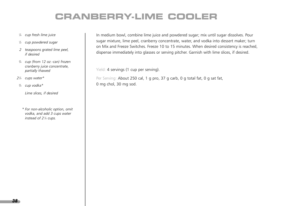 Cranberry-lime cooler | KITCHENAID KPFD200 User Manual | Page 40 / 60