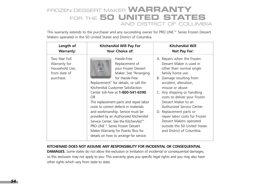 Warranty, 50 united states | KITCHENAID KPFD200 User Manual | Page 56 / 60