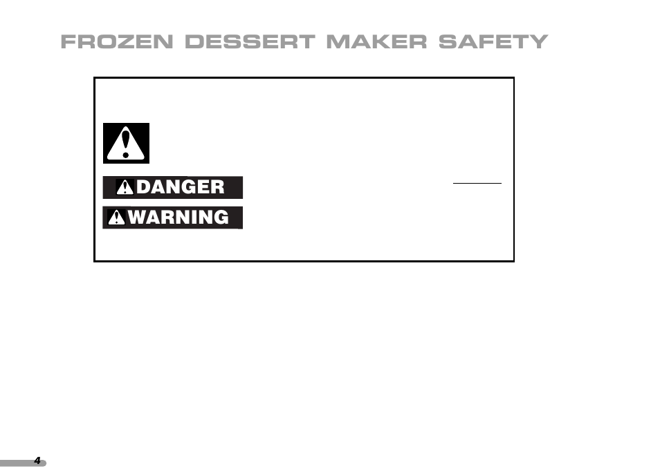 Frozen dessert maker safety, Danger warning | KITCHENAID KPFD200 User Manual | Page 6 / 60