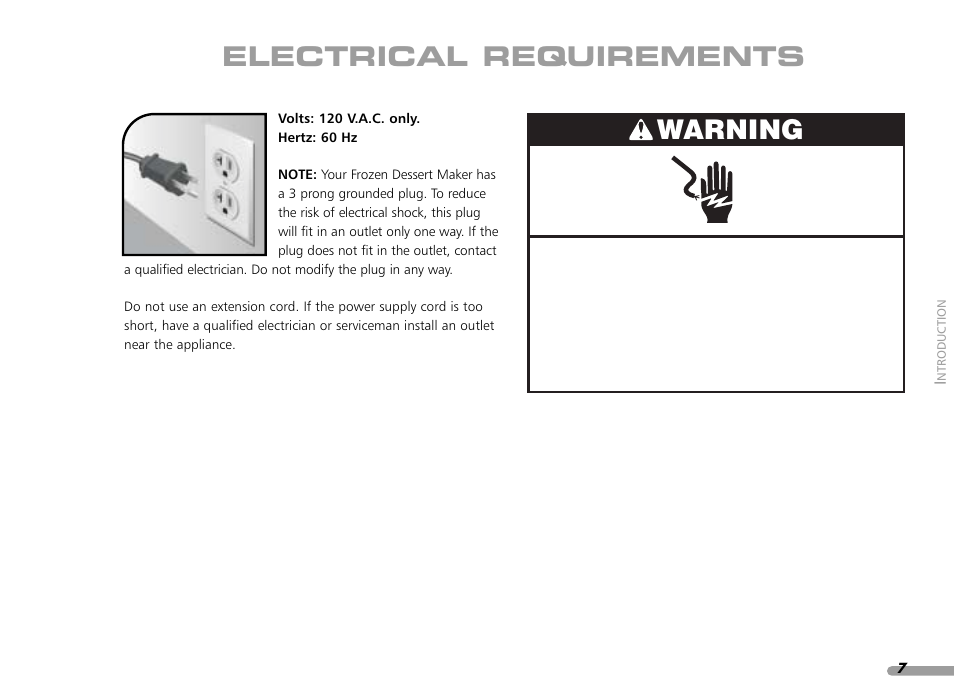Electrical requirements, Warning | KITCHENAID KPFD200 User Manual | Page 9 / 60