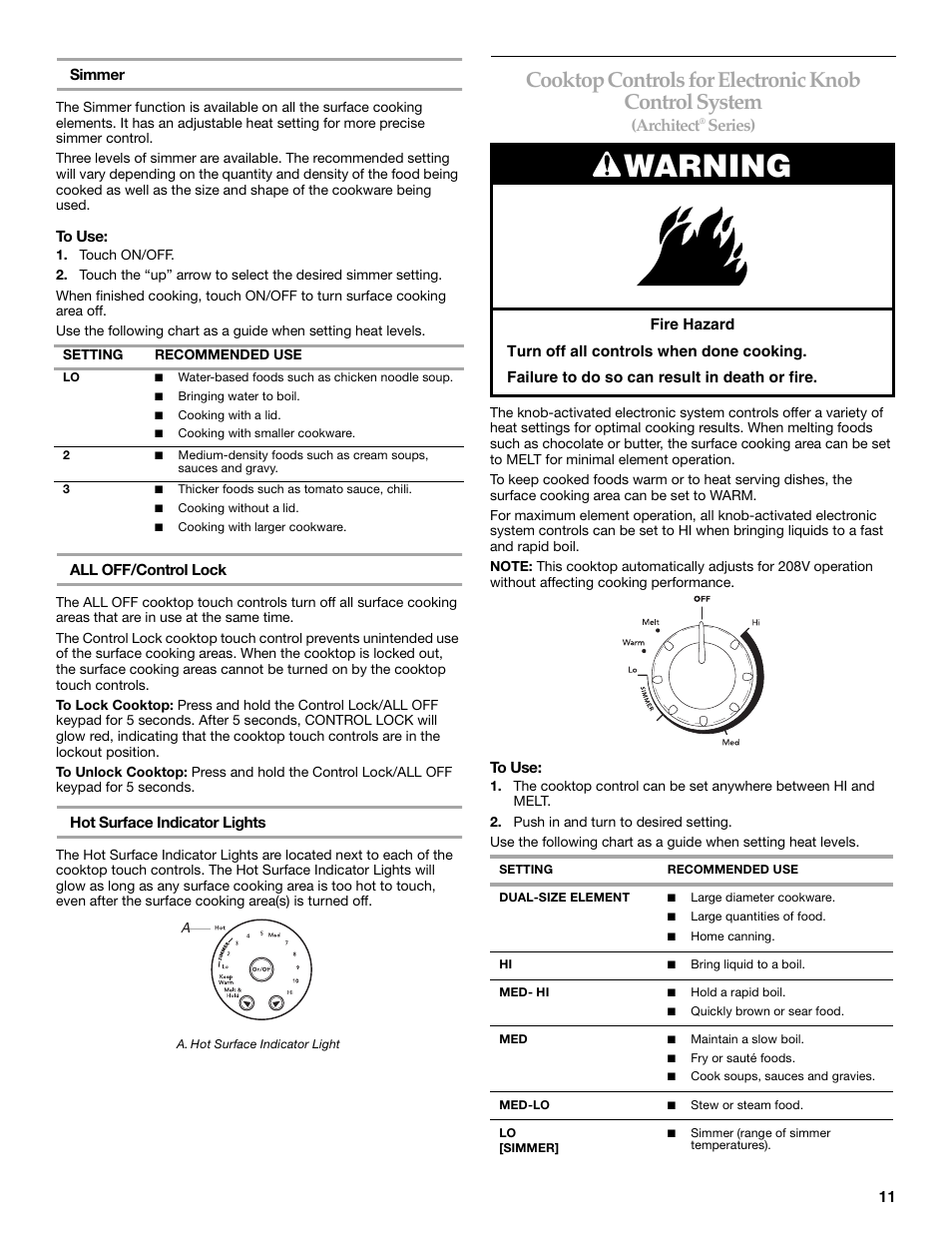 Warning, Architect, Series) | KITCHENAID 9762265 User Manual | Page 11 / 32