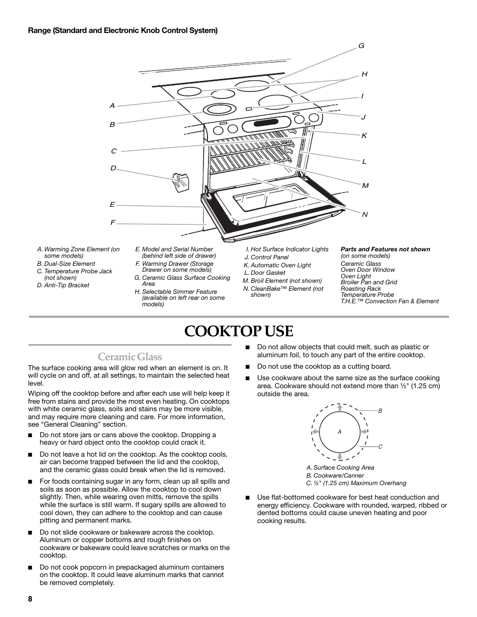 Cooktop use, Ceramic glass | KITCHENAID 9762265 User Manual | Page 8 / 32