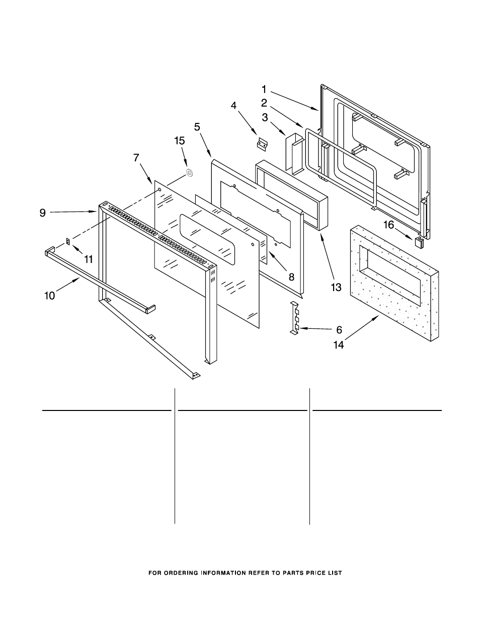 Oven door, Oven door parts, For model: kebi141ybl1 | KITCHENAID KEBI141YBL1 User Manual | Page 7 / 8