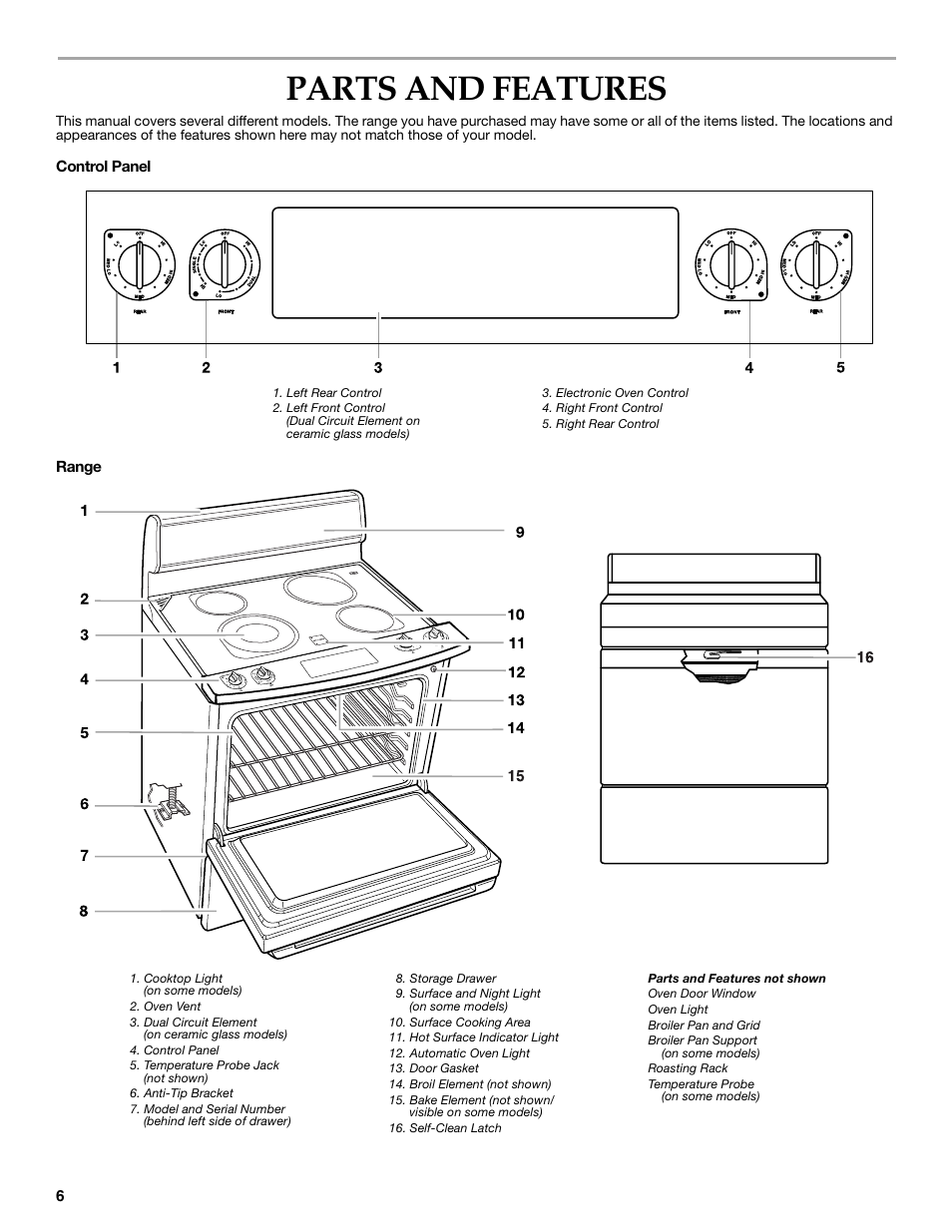 Parts and features | KITCHENAID KERC608 User Manual | Page 6 / 28