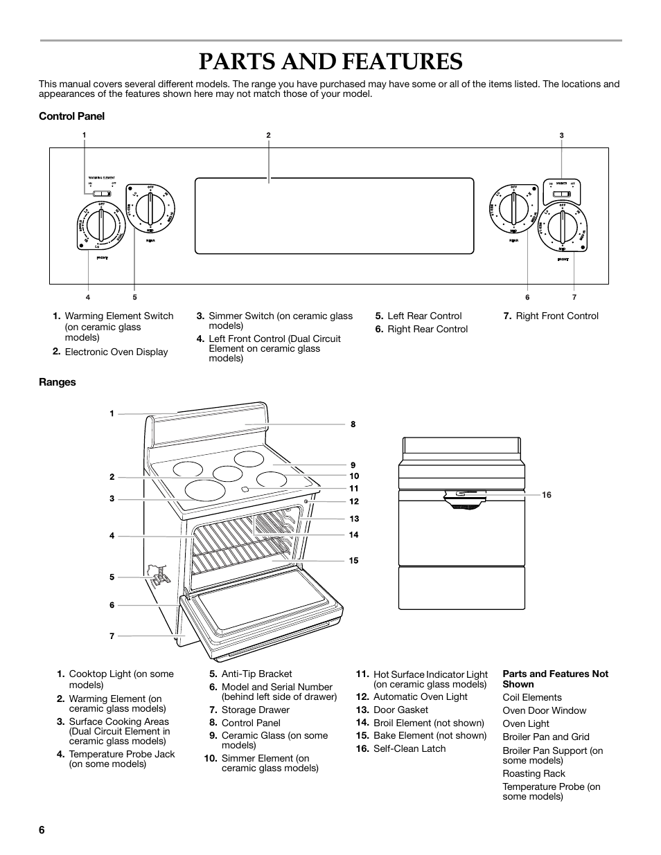 Parts and features | KITCHENAID KERC500  EN User Manual | Page 6 / 24
