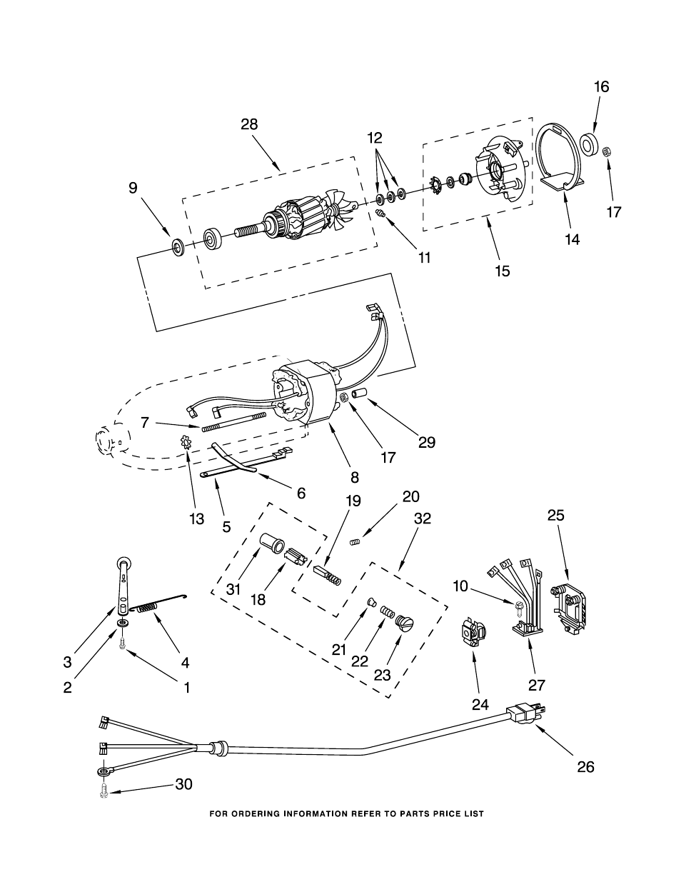 Motor and control, Motor and control parts | KITCHENAID K45WSSWH-0 User Manual | Page 6 / 8