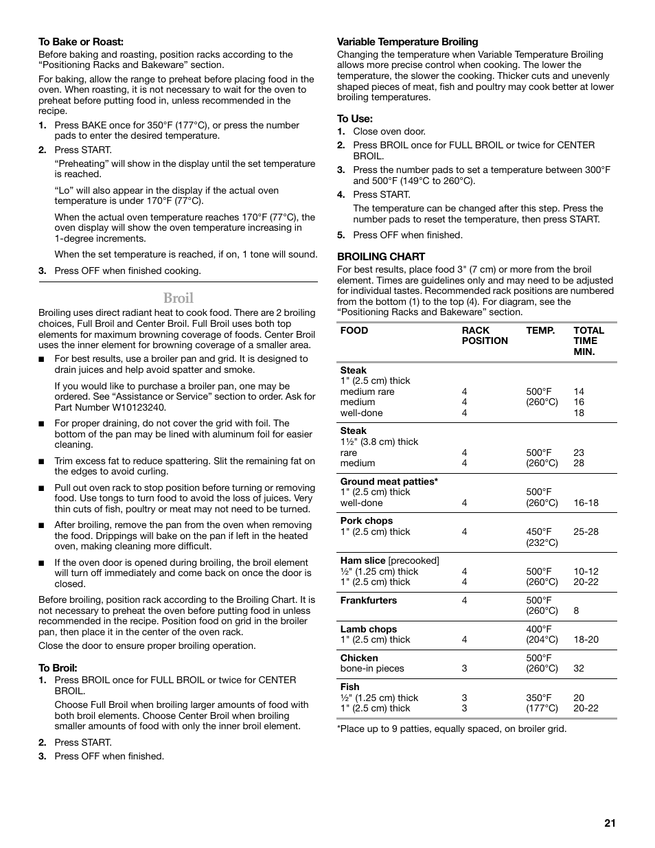Broil | KITCHENAID ARCHITECT KESS907 User Manual | Page 21 / 32