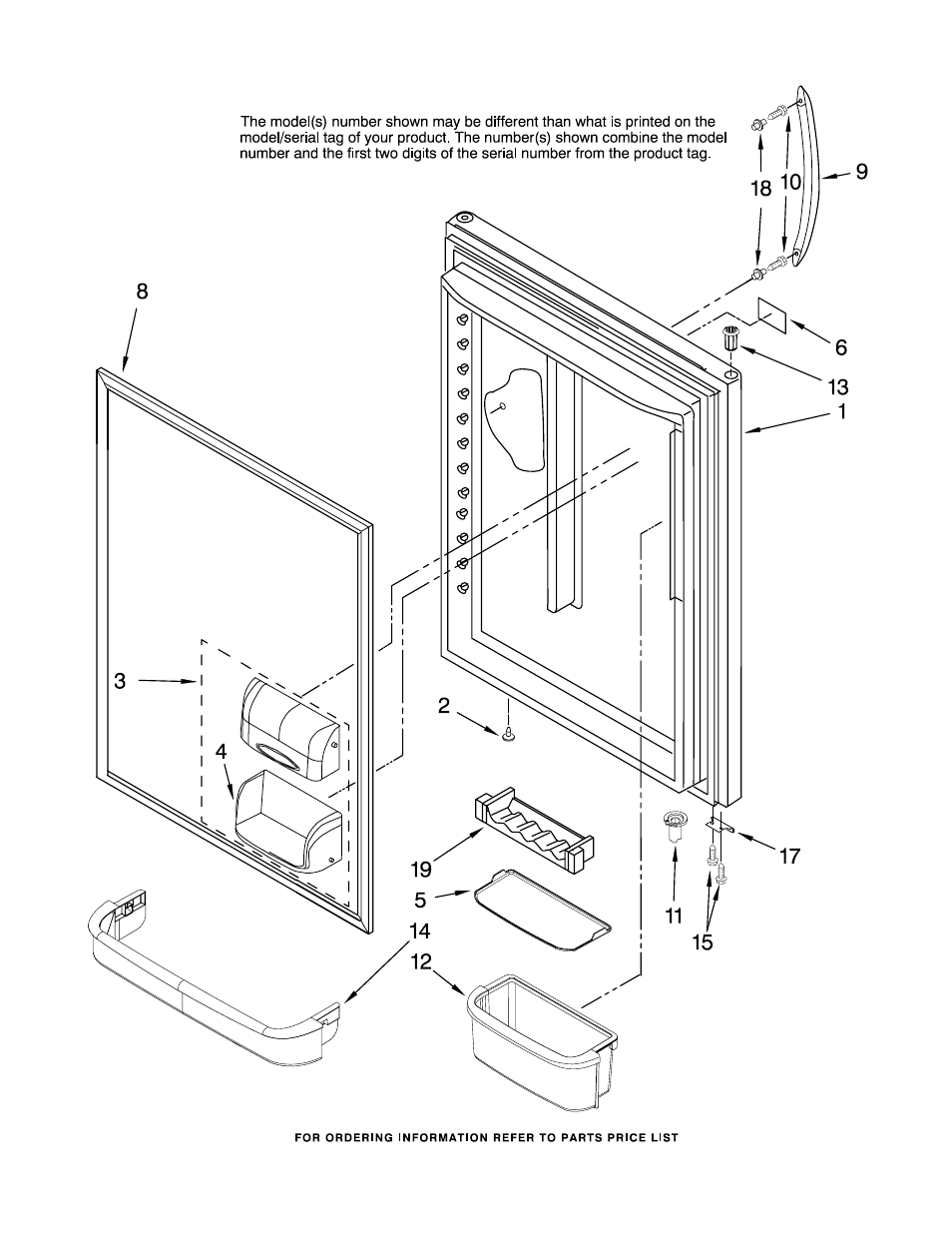 Refrigerator door, Refrigerator door parts | KITCHENAID KBLS20EVMS00 User Manual | Page 7 / 17