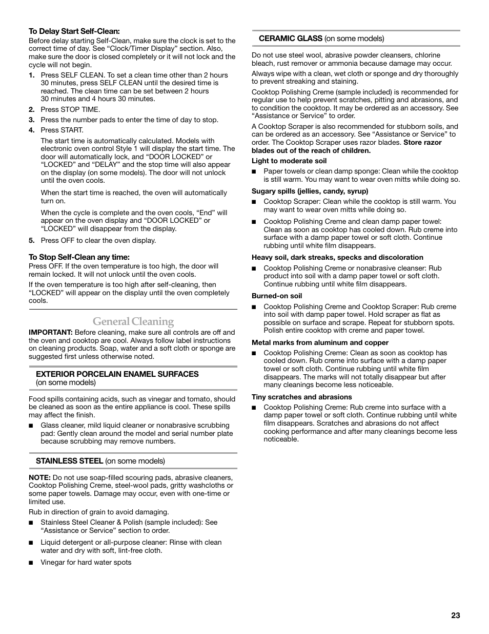 General cleaning | KITCHENAID KERI201 User Manual | Page 23 / 28