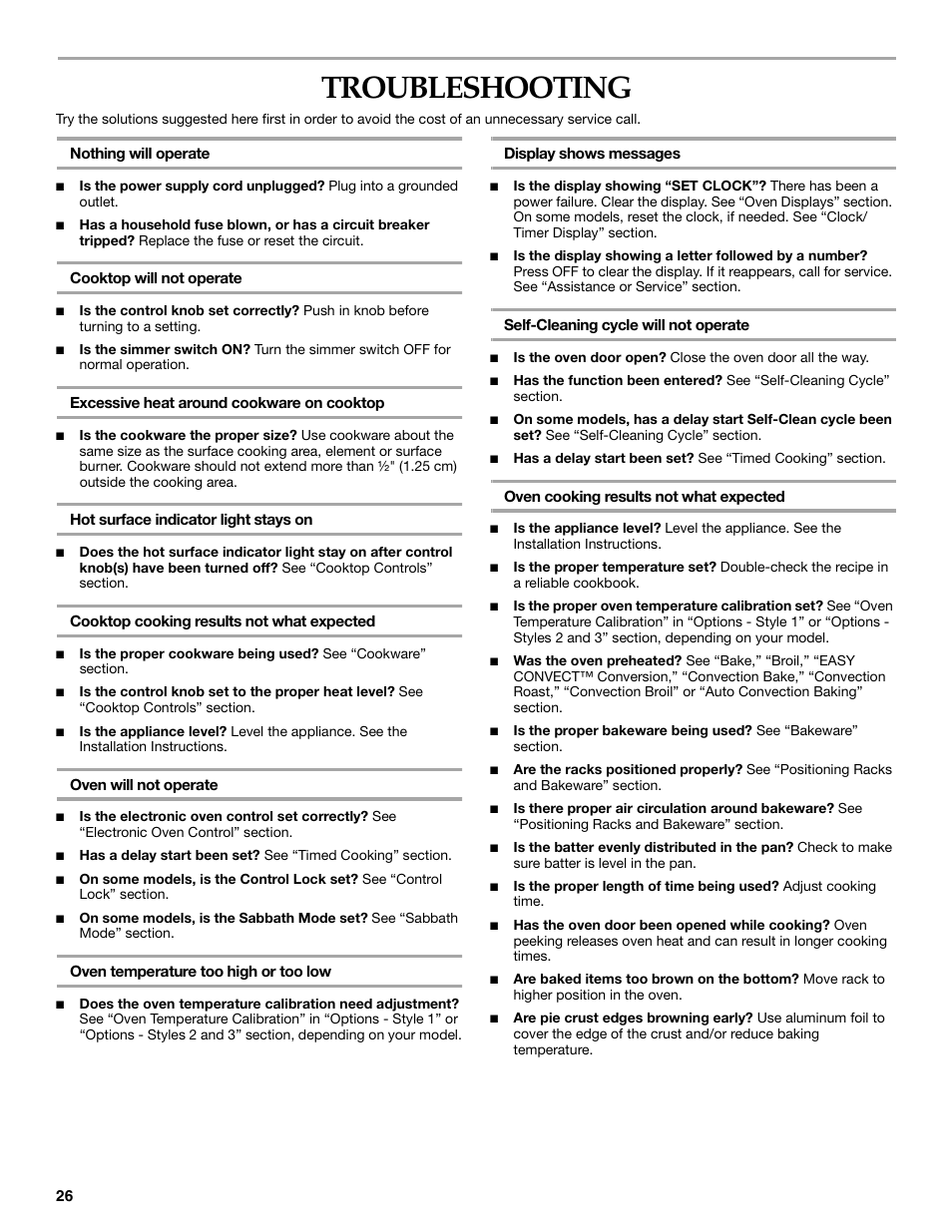 Troubleshooting | KITCHENAID KERA205 User Manual | Page 26 / 28