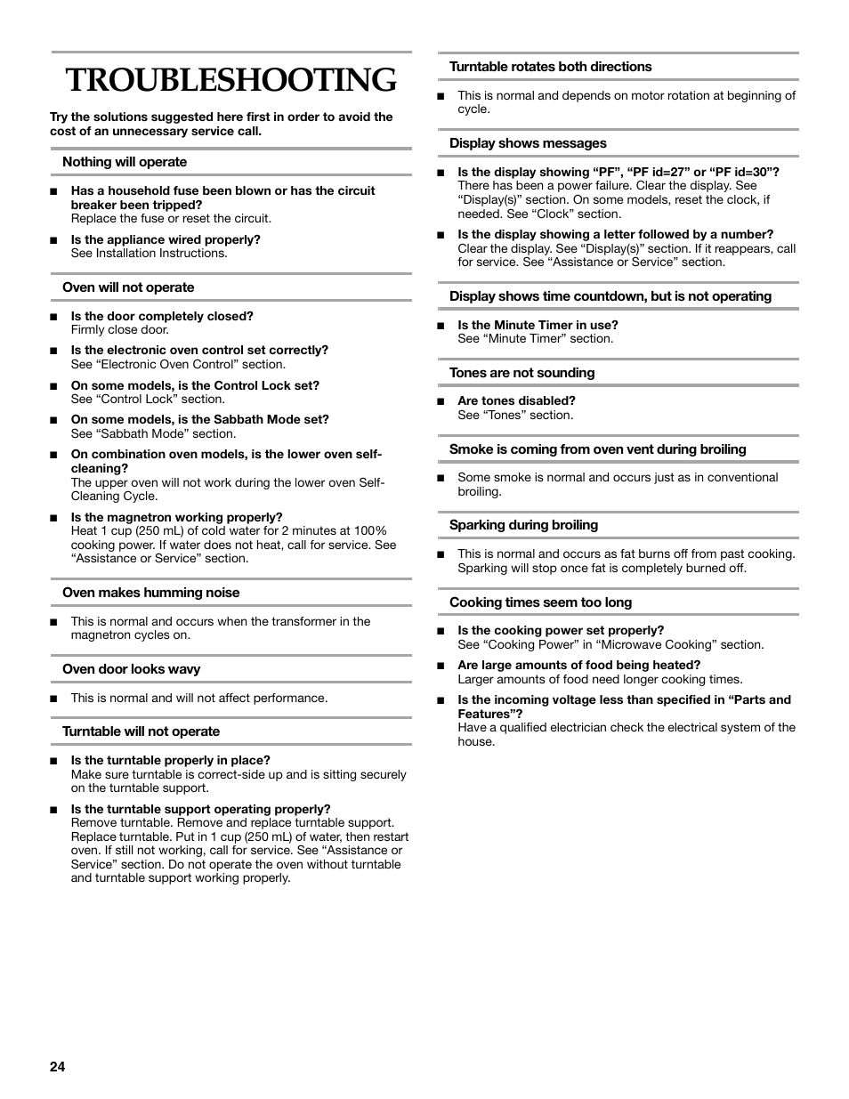 Troubleshooting | KITCHENAID KBHC179 User Manual | Page 24 / 28