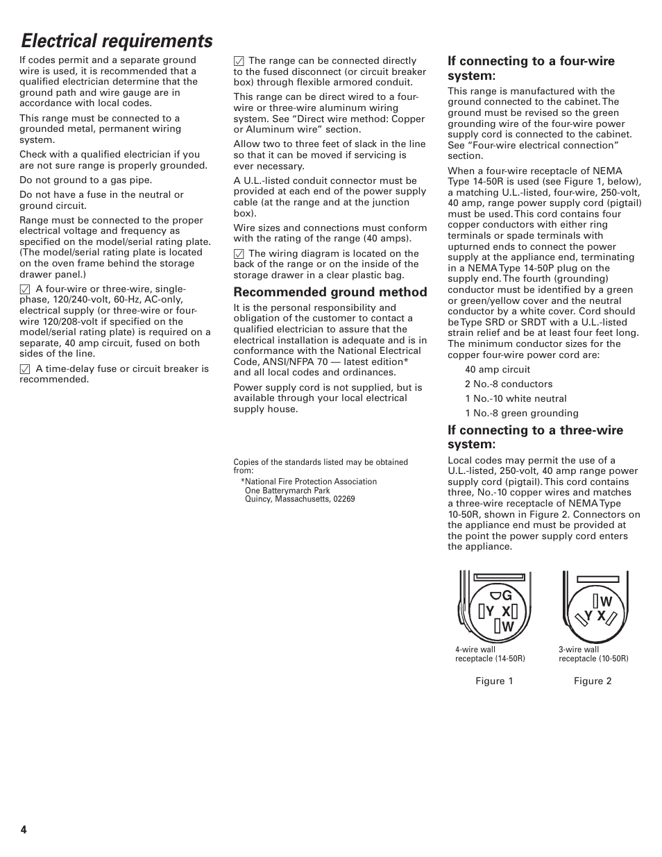 Electrical requirements, Recommended ground method, If connecting to a four-wire system | If connecting to a three-wire system | KITCHENAID Double Oven User Manual | Page 4 / 12